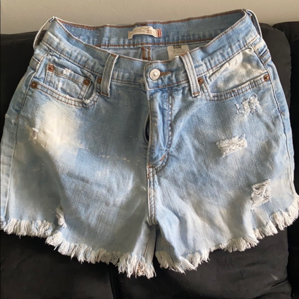 Levi’s high waisted blue jean shorts